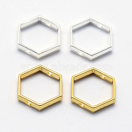 Long-Lasting Plated Alloy Bead Frame, Hexagon, Mixed Color, 12.5x12.5x2.5mm, Hole: 1mm(X-PALLOY-F193-03-C)