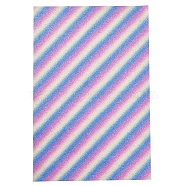 Stripe Pattern PU Leather Fabric, Self-adhesive Fabric, for Hair Accessories Earrings Handbags Making, Colorful, 30x20x0.1cm(X-AJEW-WH0149B-04)