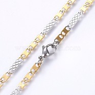 304 Stainless Steel Mariner Link Chains Necklaces, Golden & Stainless Steel Color, 19.68 inch(50cm), 3.5mm(X-NJEW-P223-08GP)