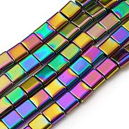 Electroplated Non-magnetic Synthetic Hematite Beads Strands, Square, 2-Hole, Colorful, 6x6x3mm, Hole: 1.2mm, about 69pcs/strand, 15.55 inch(39.5cm)(G-C106-A02-04)