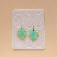 DIY Dangle Earring Silicone Molds, Resin Casting Molds, for UV Resin, Epoxy Resin Jewelry Making, Mixed Shapes, White, 157x129x5mm(DIY-G012-11)