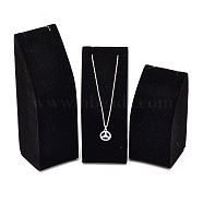 Wood Necklace Rectangle Displays, Covered with Velvet, Long Chain Necklace Display Stand, Black, 11~17x5.5x5.5cm(NDIS-L001-12B)