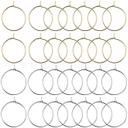 200Pcs 2 Style 316 Surgical Stainless Steel Wine Glass Charms Rings, Hoop Earring Findings, DIY Material for Basketball Wives Hoop Earrings, Real Gold Plated & Stainless Steel Color, 20~24x20x0.7mm, 21 Gauge, 100Pcs/style(STAS-SC0007-20)