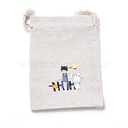 Halloween Cotton Cloth Storage Pouches, Rectangle Drawstring Bags, for Candy Gift Bags, Boy Pattern, 13.8x10x0.1cm(ABAG-M004-01N)