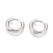 Small Huggie Hoop Earrings for Girl Women, 202 Stainless Steel Hypoallergenic Cartilage Earrings, with 304 Stainless Steel Pin, Stainless Steel Color, 12~13x2.5mm, 10 Gauge, Pin: 1mm(X-EJEW-F111B-13mm-PA)