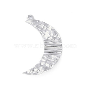 Non-Tarnish 304 Stainless Steel Pendants, Stainless Steel Color, Moon, 36.8x20x1.6mm, Hole: 1.9mm(STAS-S136-06P-02)