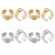 4Pcs 2 Colors 304 Stainless Steel Open Cuff Ring Findings, Ped Ring Settings, Flat Round, Golden & Stainless Steel Color, US Size 7 1/4(17.5mm), Tray: 8mm, 2Pcs/color(STAS-UN0038-04)