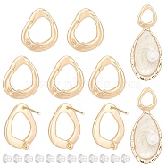 BENECREAT 10Pcs Brass Stud Earring Findings, with Vertical Loops, Hollow Out Teardrop, with 30Pcs Plastic Ear Nuts, Real 18K Gold Plated, 17x13.5mm, Hole: 1.2mm, Pin: 0.8mm(KK-BC0011-33)