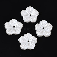 Opaque Resin Bead Caps, 5-Petal, Flower, White, 16.5x16.5x3mm, Hole: 1.4mm(RESI-S364-57)