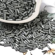 Baking Painted Glass Twist Bugle Beads, Round Hole, Gray, 7x2mm, Hole: 0.8mm, about 13636pcs/pound(SEED-C004-02O)