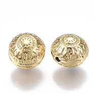 Brass Beads, Rondelle, Nickel Free, Real 18K Gold Plated, 11.5x12x10mm, Hole: 1.5mm(KK-T038-96G)