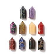Gemstone Sculpture Display Decoration, Healing Stone Wands, for Reiki Chakra Meditation Therapy Decos, Bullet/Hexagonal Prism, 35~37x17~17.5x15~16mm(G-A205-27)