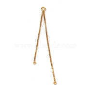 Brass Tassel Box Chain Big Pendants, Real 18K Gold Plated, 65x2x1mm, Hole: 2mm & 1~1.2mm(KK-G510-13G)