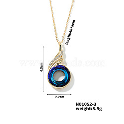 Cute and Stylish Phenix Glass Pendant Necklace, with Brass Cable Chain for Women, Perfect for Any Outfit, Blue, 15.75 inch(40cm)+5cm(ZV1349-3)