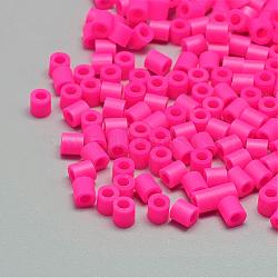 PE Fuse Beads, DIY Melty Beads, Tube, Magenta, 5x5mm, Hole: 3mm, about 8000pcs/500g(DIY-R013-80)