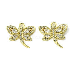 Eco-Friendly Brass Micro Pave Cubic Zirconia Pendants,  Long-Lasting Plated, Real 18K Gold Plated, Cadmium Free & Lead Free, Dragonfly, Clear, 17.5x19x3mm, Hole: 1.8mm(KK-A204-08G)