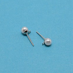 304 Stainless Steel Stud Earring Findings, with Acrylic Imitation Pearl Beads and Loop, Stainless Steel Color, 17x6.5mm, Hole: 0.8mm, Pin: 0.8mm(STAS-WH0029-02A-02)