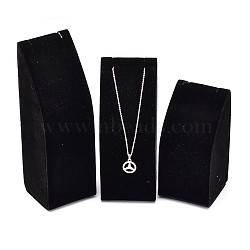 Wood Necklace Rectangle Displays, Covered with Velvet, Long Chain Necklace Display Stand, Black, 11~17x5.5x5.5cm(NDIS-L001-12B)