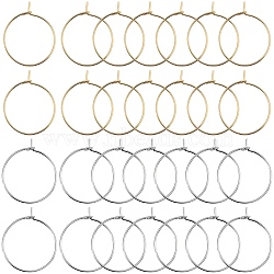 200Pcs 2 Style 316 Surgical Stainless Steel Wine Glass Charms Rings, Hoop Earring Findings, DIY Material for Basketball Wives Hoop Earrings, Real Gold Plated & Stainless Steel Color, 20~24x20x0.7mm, 21 Gauge, 100Pcs/style(STAS-SC0007-20)