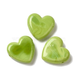 Handmade Lampwork Beads, Heart, Light Green, 20x20x7mm, Hole: 1.2~1.5mm(LAMP-U002-03D)