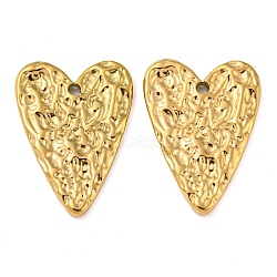 316 Surgical Stainless Steel Pendants, Textured, Heart Charm, Golden, 26x19x2mm, Hole: 1.6mm(STAS-G325-19G)