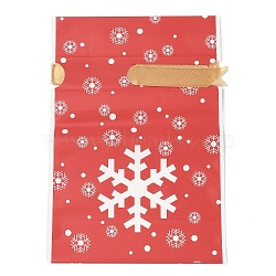 Christmas Snowflake Plastic Packing Pouches Drawstring Bags, Rectangle, Crimson, 17.5x12x0.01cm(ABAG-Q053-03H)