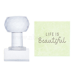 Clear Acrylic Soap Stamps, DIY Soap Molds Supplies, Rectangle with Life is Beautiful, Word, 51x19x37mm, Pattern: 23x35mm(DIY-WH0446-005)