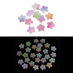 Luminous Resin Decoden Cabochons, Glow in the Dark, Two Tone Druzy Star, Mixed Color, 12x11x4.5mm(RESI-K036-11)