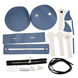 Shy Cat PU Leather Shoulder Bag Making Kits, Handmade Crossbody Bag, Steel Blue, Finished Product: 18x7.5cm(ANIM-PW0002-32C)