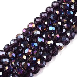 Electroplate Glass Beads Strands, AB Color Plated, Faceted, Rondelle, Indigo, 4x3mm, Hole: 0.4mm, about 113~115pcs/strand, 16.14~16.34 inch(41~41.5cm)(EGLA-A044-T4mm-B15)