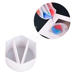 Reusable Split Cup for Paint Pouring, Silicone Cups for Resin Mixing, 3 Dividers, White, 105x93x53mm, Inner Diameter: 88~98x35~41mm(DIY-B046-11)