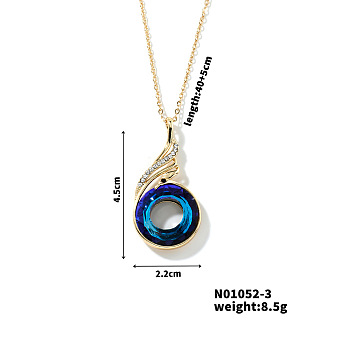 Cute and Stylish Phenix Glass Pendant Necklace, with Brass Cable Chain for Women, Perfect for Any Outfit, Blue, 15.75 inch(40cm)+5cm