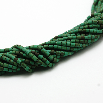 Frosted Synthetic Turquoise Heishi Bead Strands, Dyed, Column, Green, 1.5~2.5x1.5~2.8mm, Hole: 0.5mm, about 160pcs/strand, 12 inch