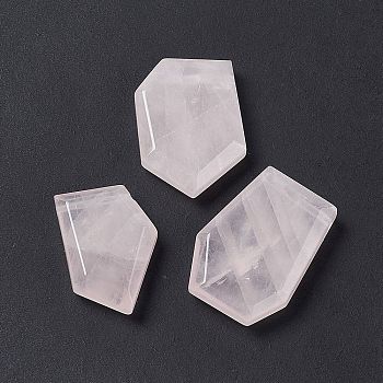 Natural Rose Quartz Pendants, Polygon Charms, 21~26x16~19x6mm, Hole: 1.4mm