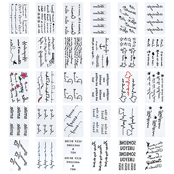 Body Art Tattoos Stickers, Removable Temporary Tattoos Paper Stickers, Word, 9.7x5.7x0.02cm, 30pcs/set