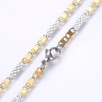 304 Stainless Steel Mariner Link Chains Necklaces, Golden & Stainless Steel Color, 19.68 inch(50cm), 3.5mm