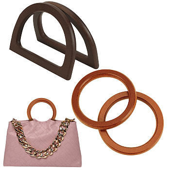 Elite 4Pcs 2 Style Wooden Bag Handles, for Bag Replacement Accessories, Mixed Color, 8.5~10.8x10.8~11.95x0.9~1.2cm, 2pcs/style