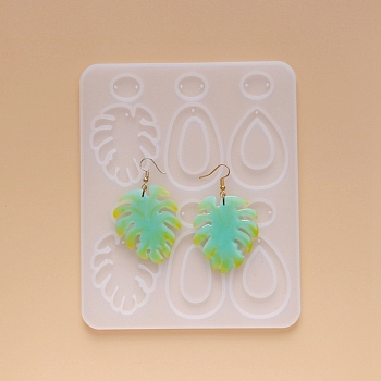 DIY Dangle Earring Silicone Molds, Resin Casting Molds, for UV Resin, Epoxy Resin Jewelry Making, Mixed Shapes, White, 157x129x5mm