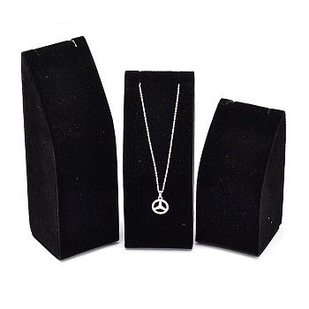 Wood Necklace Rectangle Displays, Covered with Velvet, Long Chain Necklace Display Stand, Black, 11~17x5.5x5.5cm