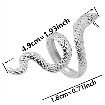 Non-Tarnish 304 Stainless Steel Snake Pattern Cuff Ring Unisex Simple