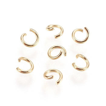 304 Stainless Steel Saw Cut Open Jump Rings, Round, Long-Lasting Plated, Golden, 21 Gauge, 4x0.7mm, Inner Diameter: 2.5mm, 1000pcs/bag
