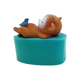 Sleeping Sika Deer with Bird Food Grade Silicone Molds, Fondant Molds, Resin Casting Molds, for Chocolate, Candy, UV Resin & Epoxy Resin Deroration Making, Random Single Color or Random Mixed Color, 35x75x59mm, Inner Diameter: 40x54mm