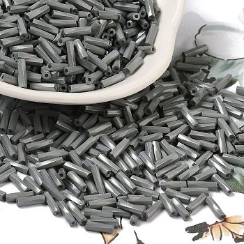 Baking Painted Glass Twist Bugle Beads, Round Hole, Gray, 7x2mm, Hole: 0.8mm, about 13636pcs/pound