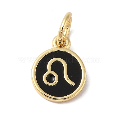 Real 18K Gold Plated Black Leo Brass+Enamel Charms