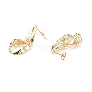 Boucles d'oreilles pendantes ovales torsadées en laiton placage en rack pour femmes(EJEW-C029-05G)-2