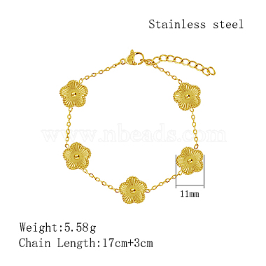 Stainless Steel Flower Link Chain Bracelet(KW3287-1)-3