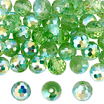 80Pcs AB Color Plated Glass Beads, Faceted Round, Light Green, 10x9mm, Hole: 1.5mm(EGLA-PA0001-41C)