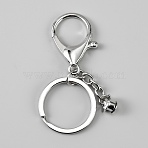 Zinc Alloy Lobster Claw Clasps, with Iron Key Ring, Keychain Clasp Findings, Platinum, 73mm(FIND-WH20005-88A-P)