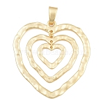Alloy Big Pendants, Triple Hammered Layered Heart Charms, Matte Gold Color, 68x66x2mm, Hole: 12x5mm(AL-CBA1187-11A-MG)