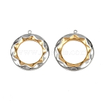 304 Stainless Steel Pendants, Ion Plating(IP), Ring Charms, Real Gold Plated & Stainless Steel Color, 27x24.5x3mm, Hole: 1.5mm(STAS-L290-47GP)